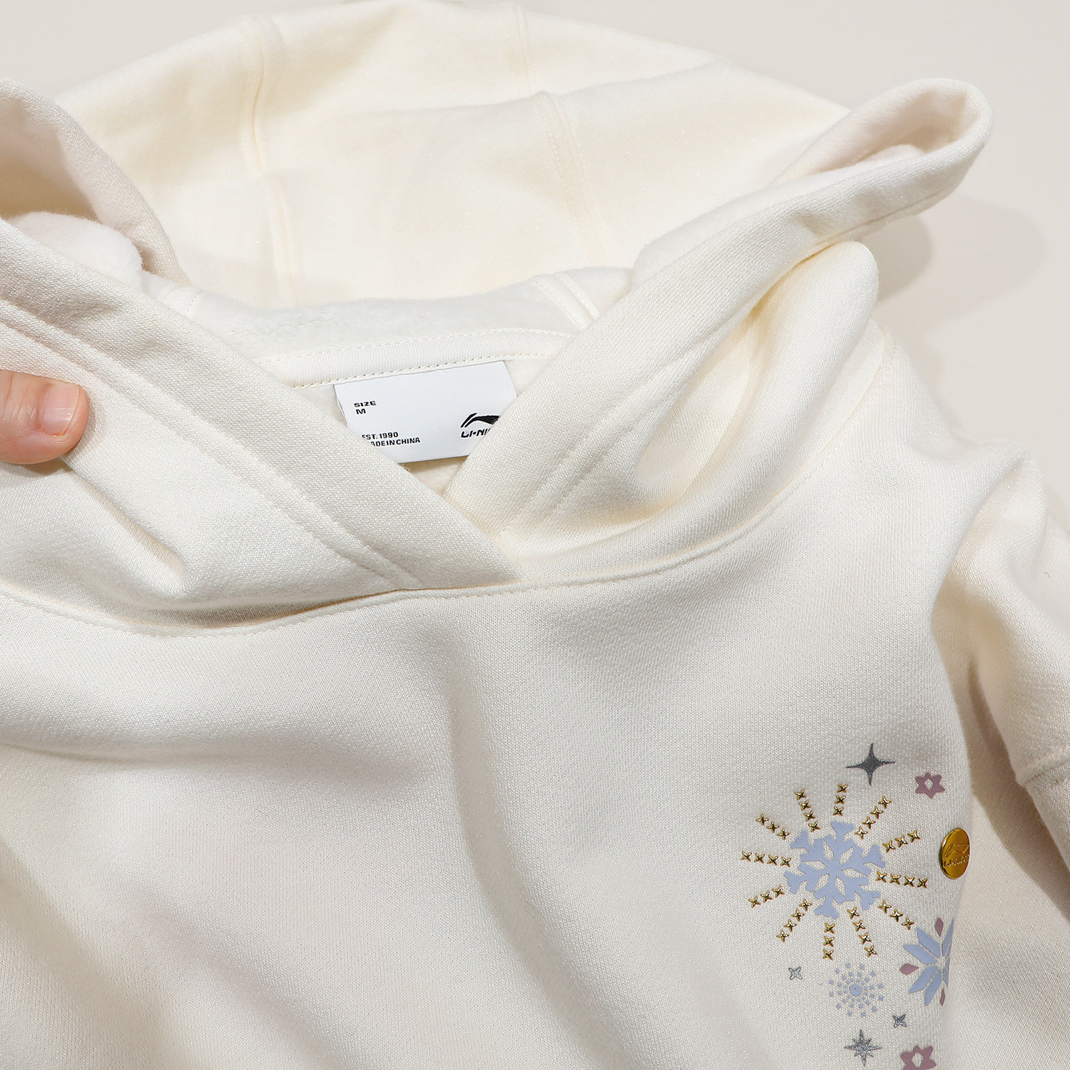 李宁连帽加绒卫衣女2025冬季新款宽松保暖秋冬长袖百搭针织套头衫