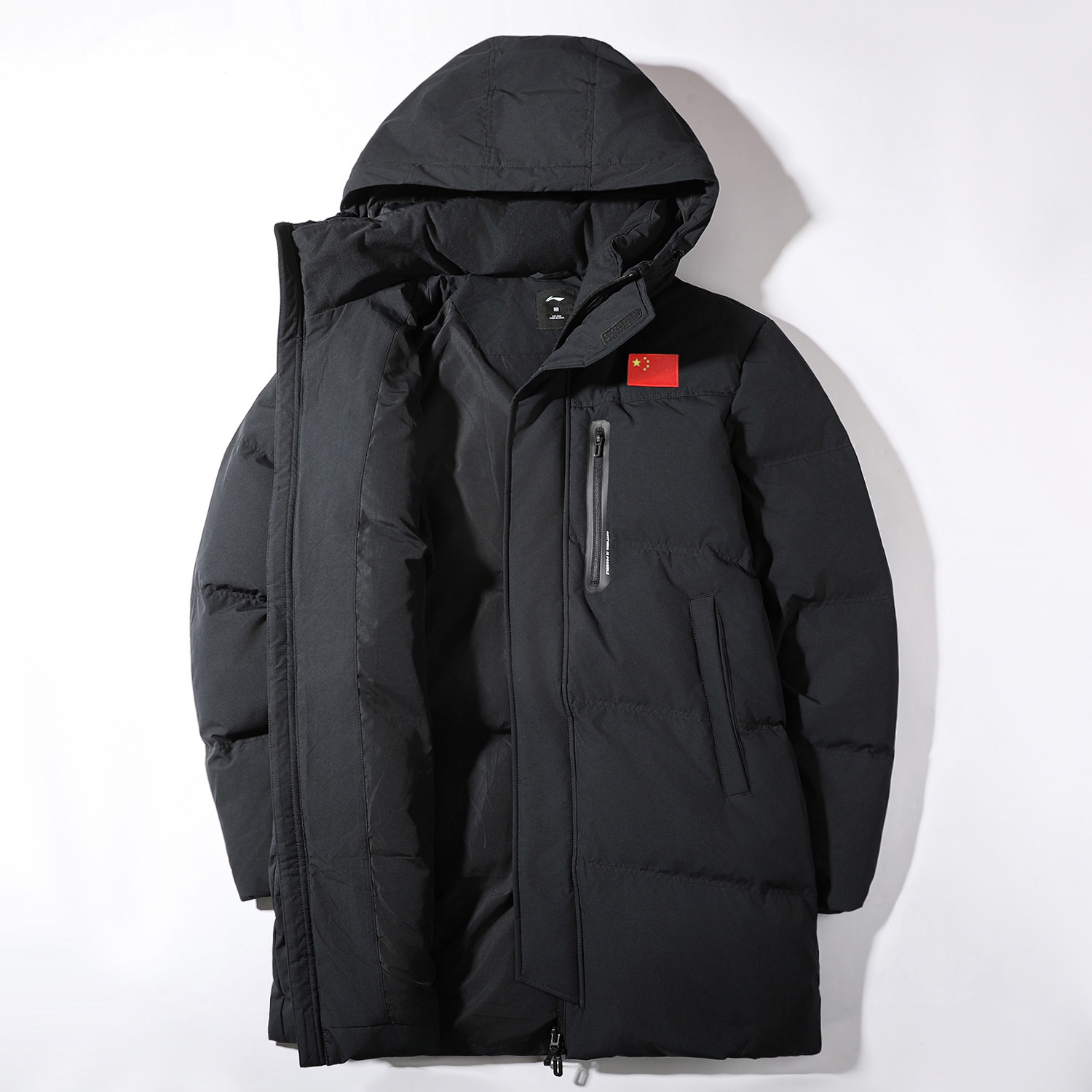 李宁魔术贴国旗款短羽绒服男2025冬季新款户外保暖80%鸭绒外套