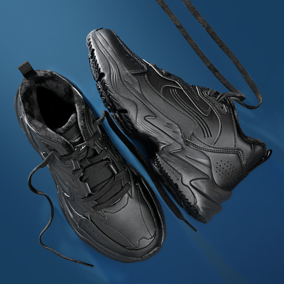 李宁加绒中帮休闲鞋男鞋2025冬季新品户外防滑鞋子防水保暖运动鞋