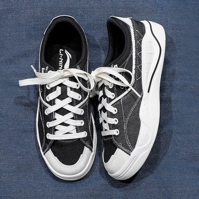 李宁板鞋男款2025新款厚底百搭小白鞋浅口透气平底潮流休闲鞋男鞋