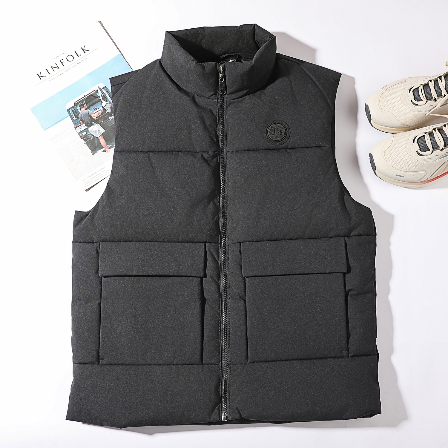 李宁羽绒马甲男2025冬季新款无帽立领鸭绒保暖无袖羽绒服开衫外套