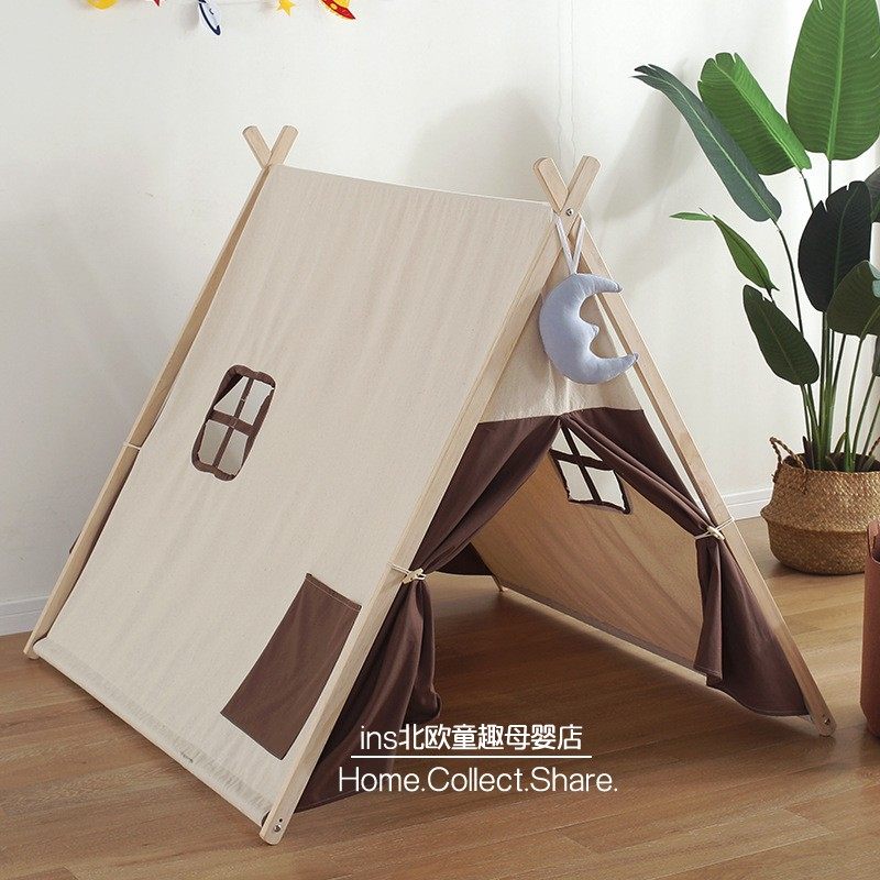 INS新款儿童三角帐篷纯棉帆布木架游戏玩具屋男孩女孩宝宝游戏屋,玩具/童车/益智/积木/模型,儿童帐篷/游戏屋,淘宝优惠券,粉丝福利购,淘宝优惠卷