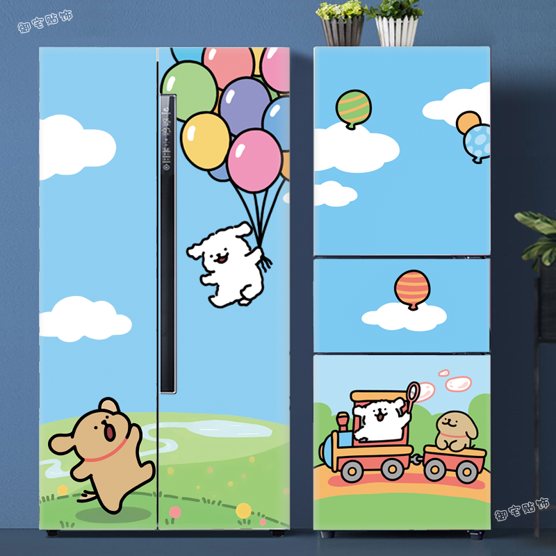 卡通线条狗自粘冰箱门贴画  全贴翻新防水来图定制冰柜网红贴纸,家居饰品,冰箱贴,淘宝优惠券,粉丝福利购,淘宝优惠卷