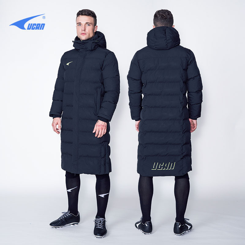 秋冬新款锐克长款棉衣成人儿童足球运动训练冬训大衣男保暖棉服