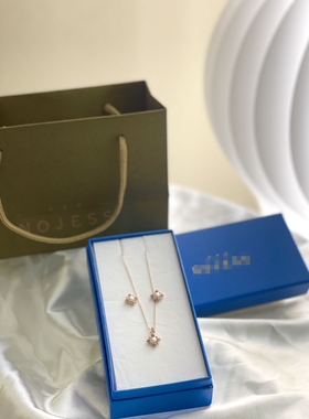 雪花珍珠首饰925银项链耳钉