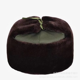 2024新款雷锋帽男东北狗皮帽子火车头冬防寒保暖复古毛绒老人爷爷