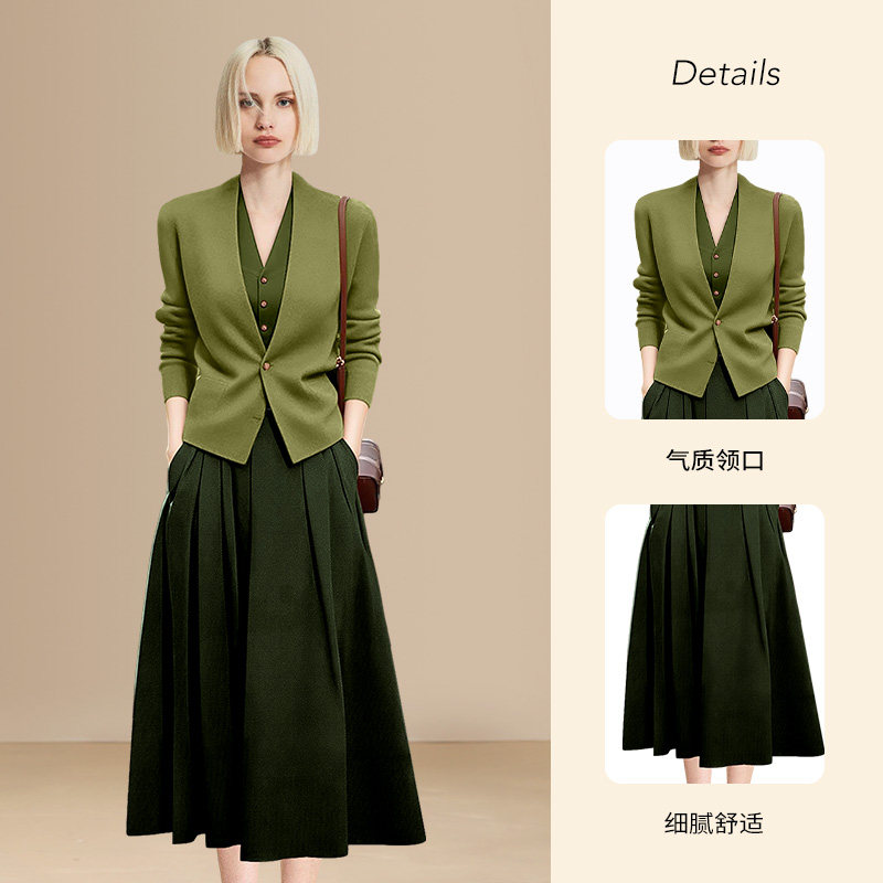 迪菲丽格DIFFIE RIEGER 春秋短外套背心连衣裙两件套装女 5148189