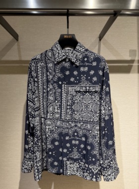 DEGAIA 26春夏新款 男士时尚满印花版翻领长袖衬衫DUIAAC010655