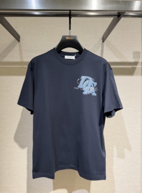 DEGAIA 26春夏新款 男士胸前字母印花钉珠短袖T恤DUIAAT200613