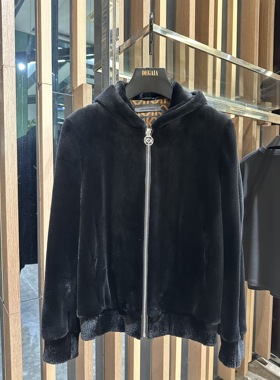 Karl Lagerfeld 25秋冬新款 男士时尚后背字母连帽皮草KFF137572