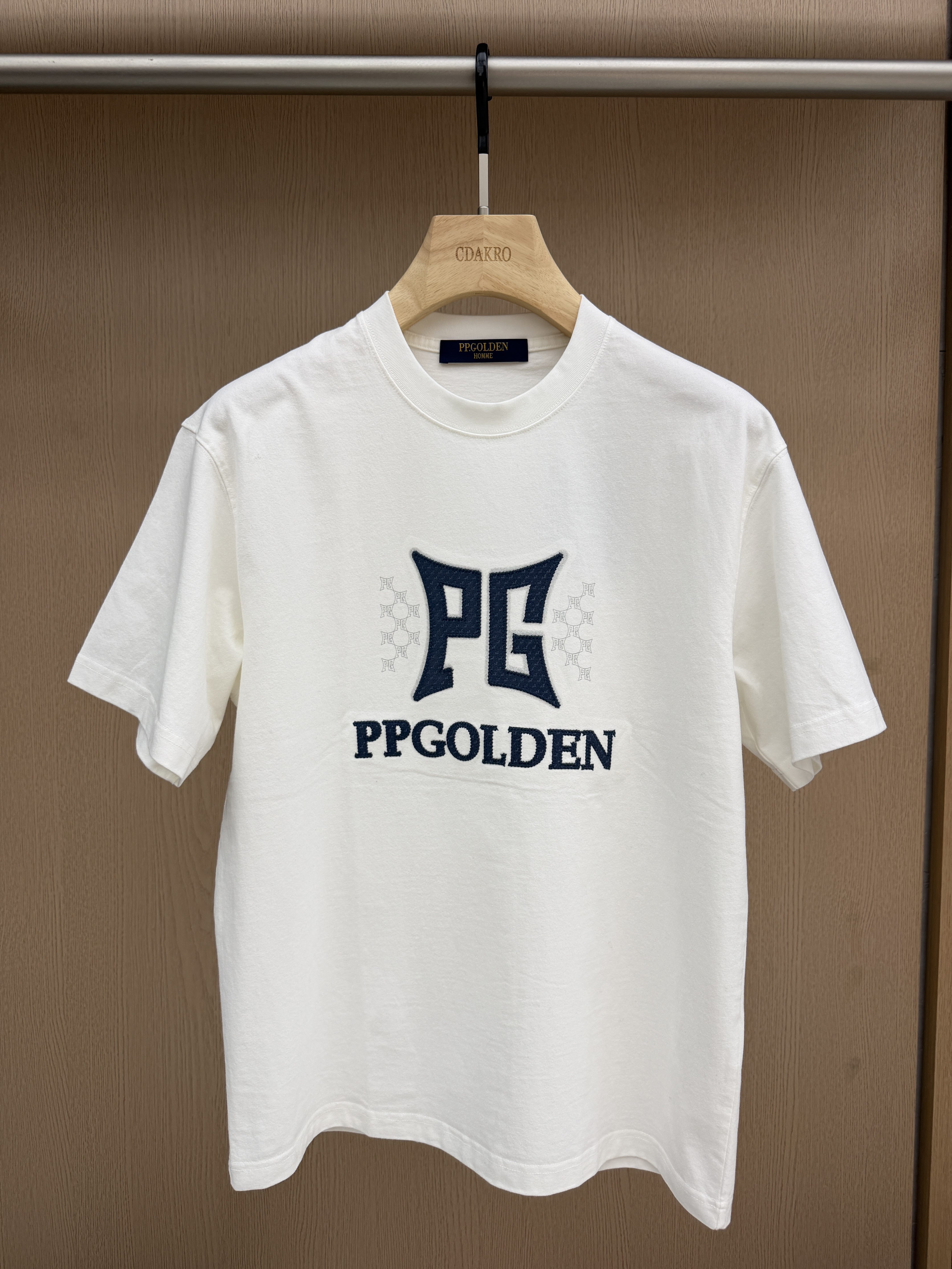PP.GOLDEN男装26秋冬新款短袖T恤字母刺绣圆领纯棉款GTD55638606