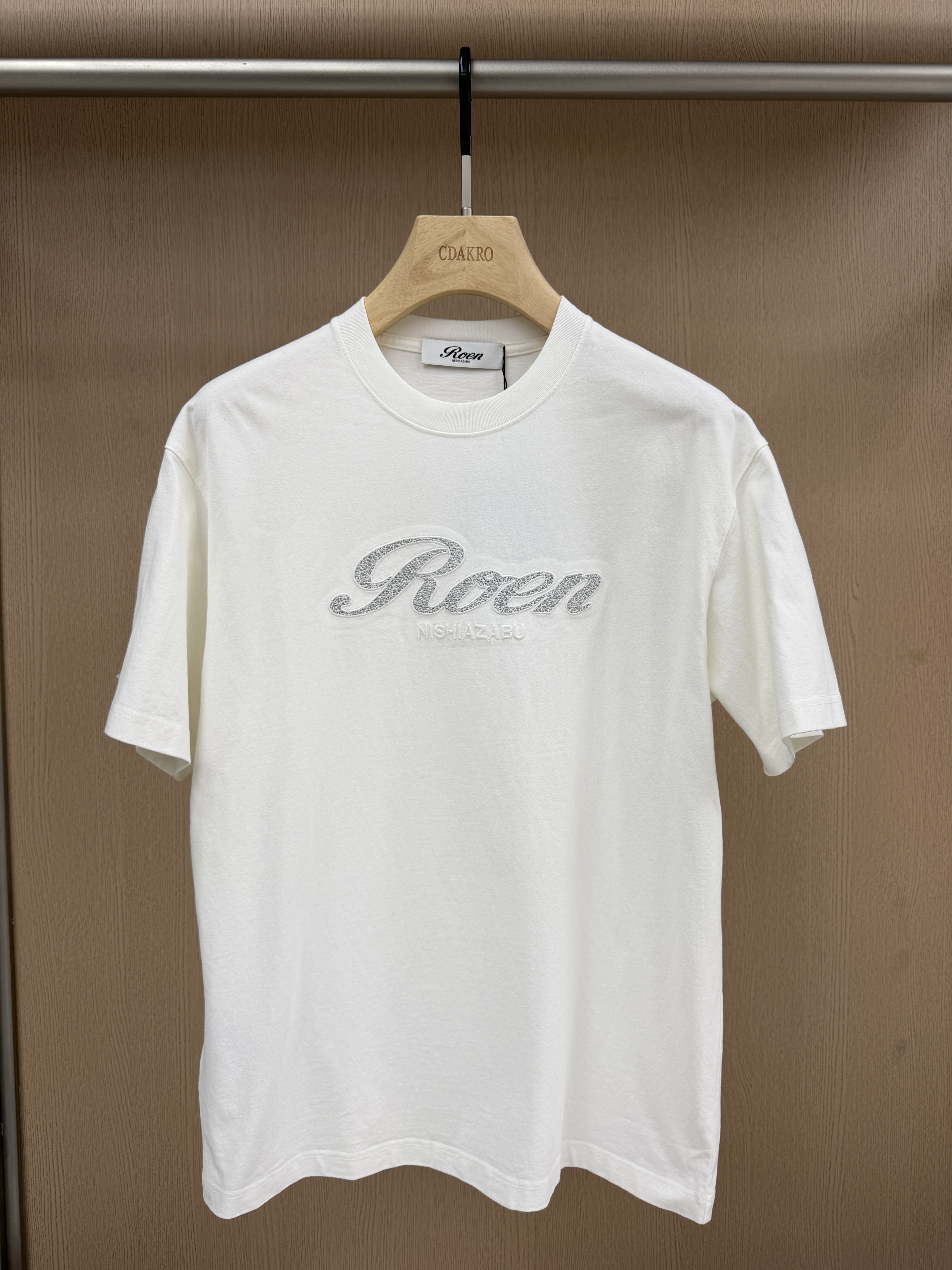 ROEN男装26秋冬新款短袖T恤字母刺绣圆领棉质休闲上衣RJ2615053