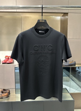 CNC 25秋冬新款 男士时尚字母卡通压印休闲短袖T恤 811G362022