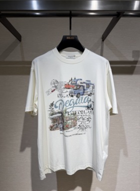 DEGAIA 26春夏新款 男士字母汽车图案印花短袖T恤DUI AAT201235
