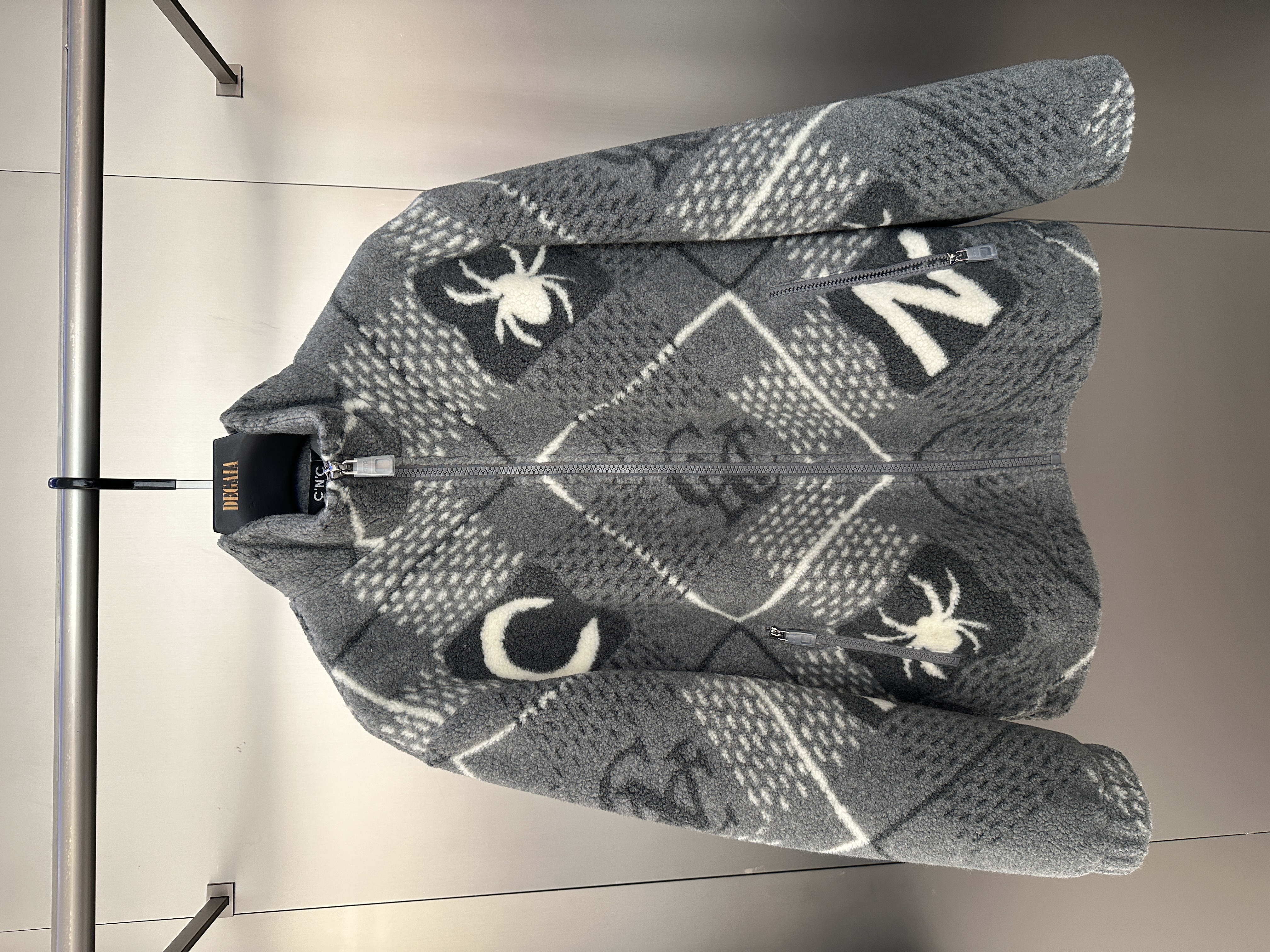 CNC 25秋冬新款 男士时尚满印花版立领毛呢夹克外套811G324010