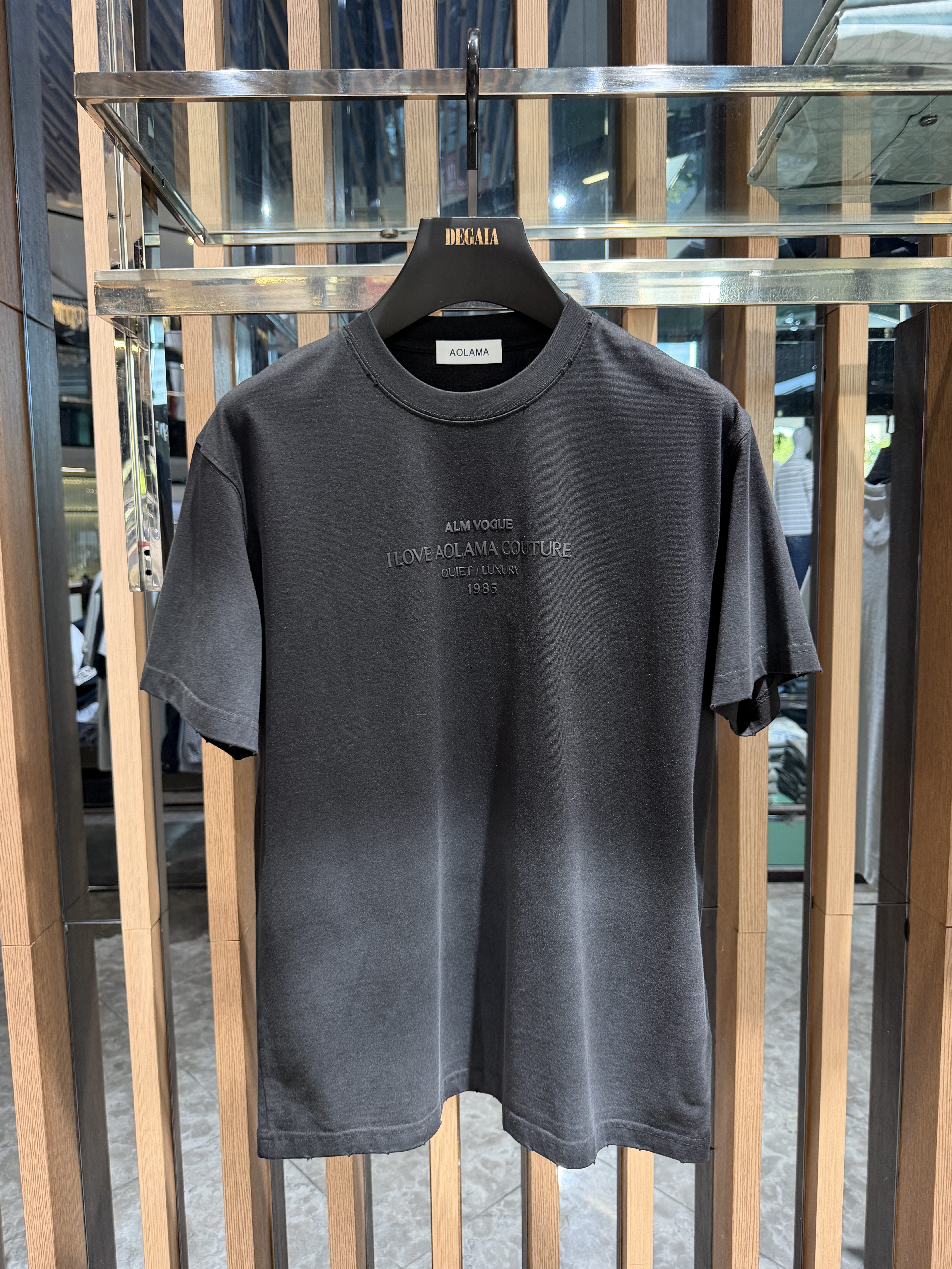 AOLAMA男装26夏季新款字母印花短袖T恤下摆渐变纯棉上衣880262105