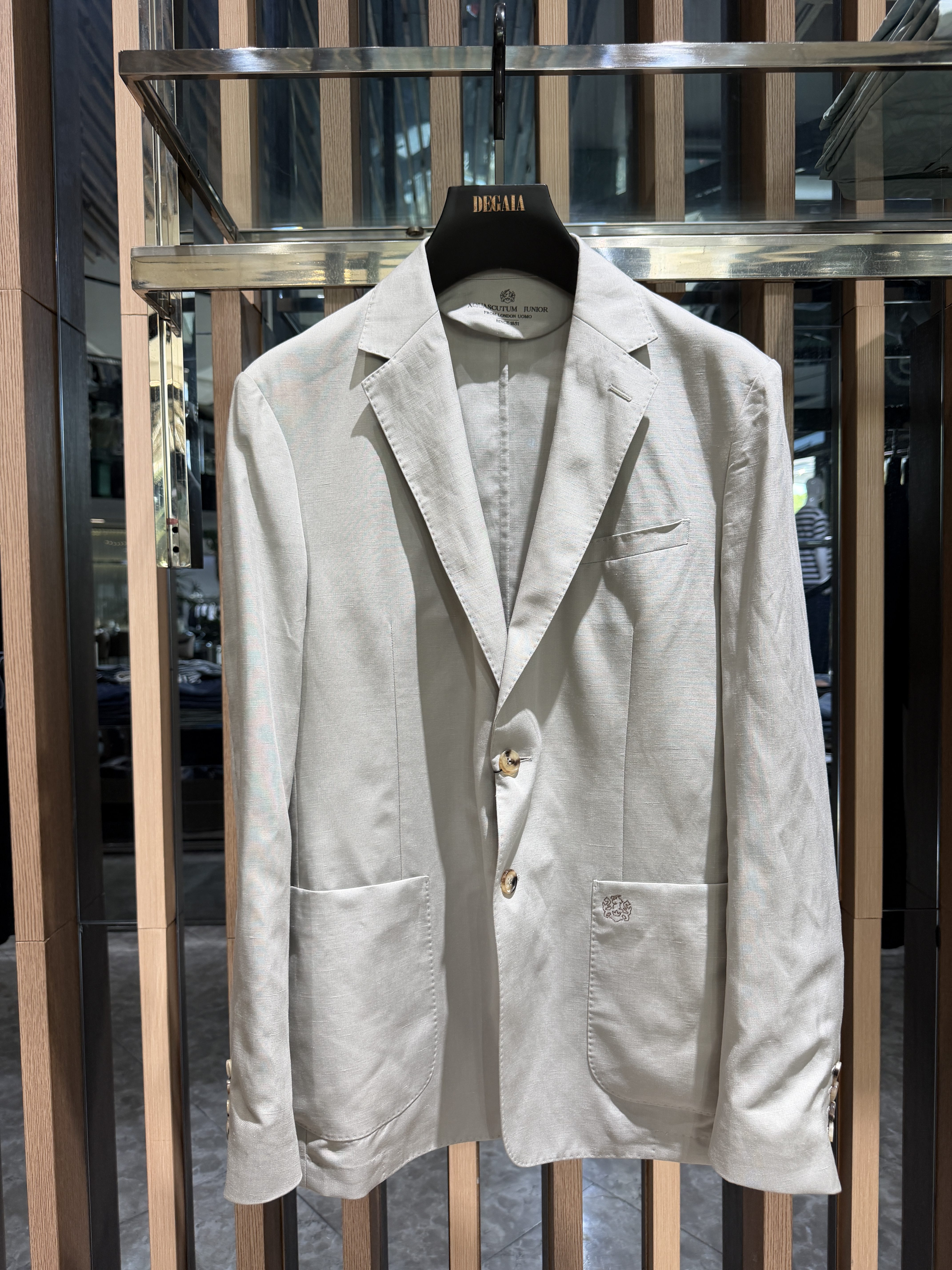Aquascutum男装26夏季新款时尚西服外套亚麻休闲百搭款AQ61580065