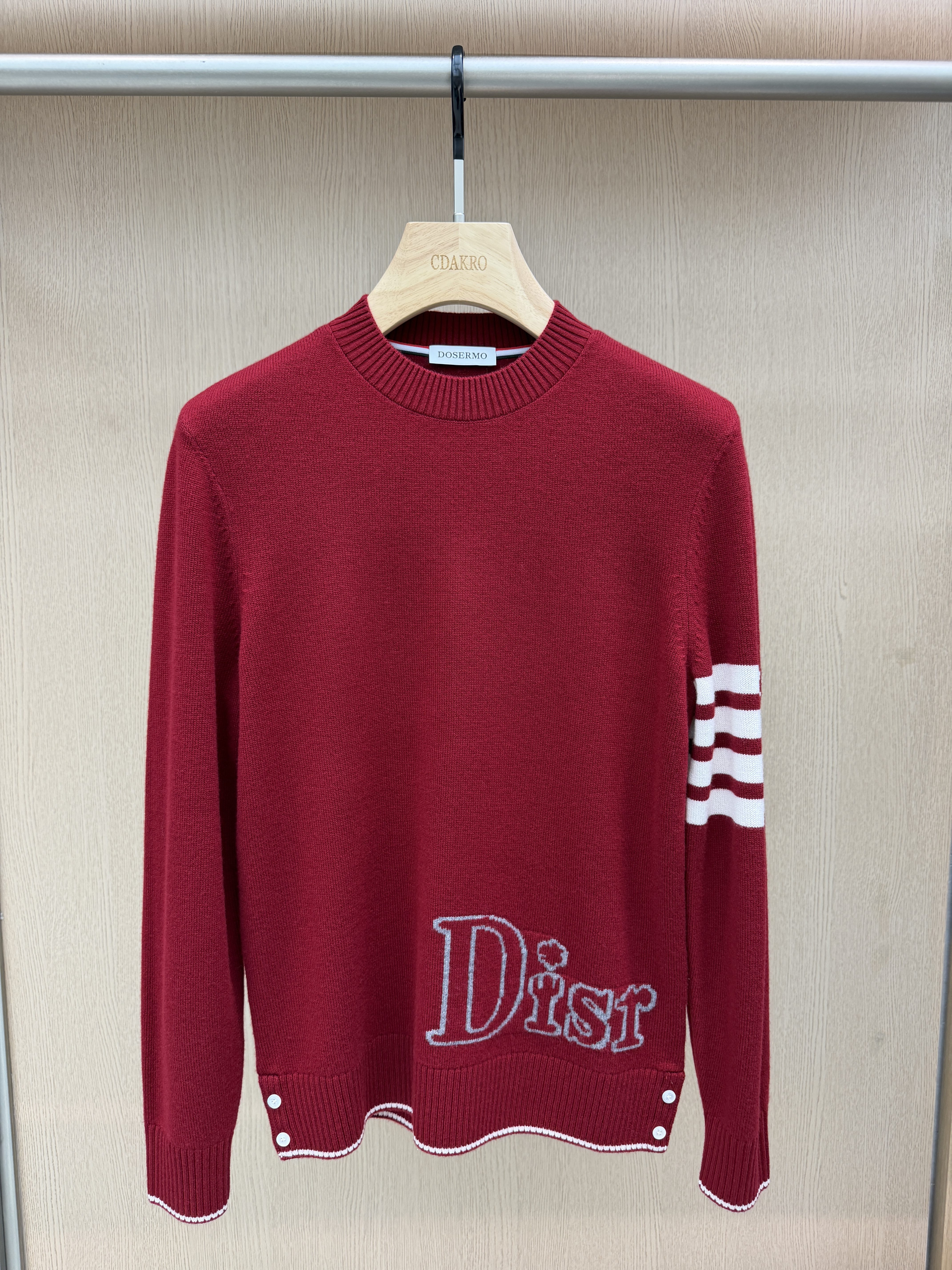 DOSERMO男装26秋冬新款长袖羊毛衫字母印花圆领休闲上衣660363822