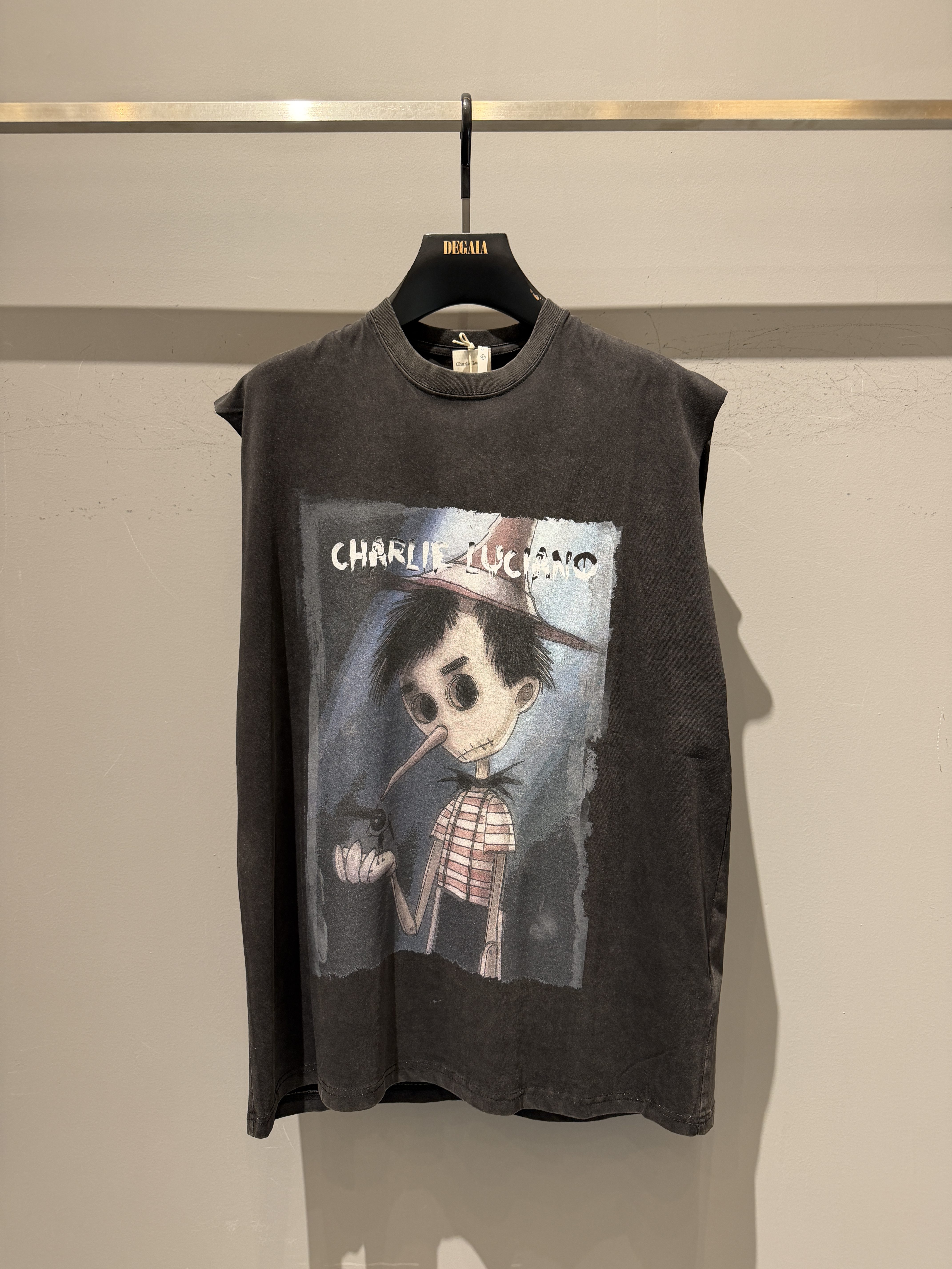 Charlie Luciano 新款长鼻匹诺曹个性印花无袖T恤休闲宽松背心