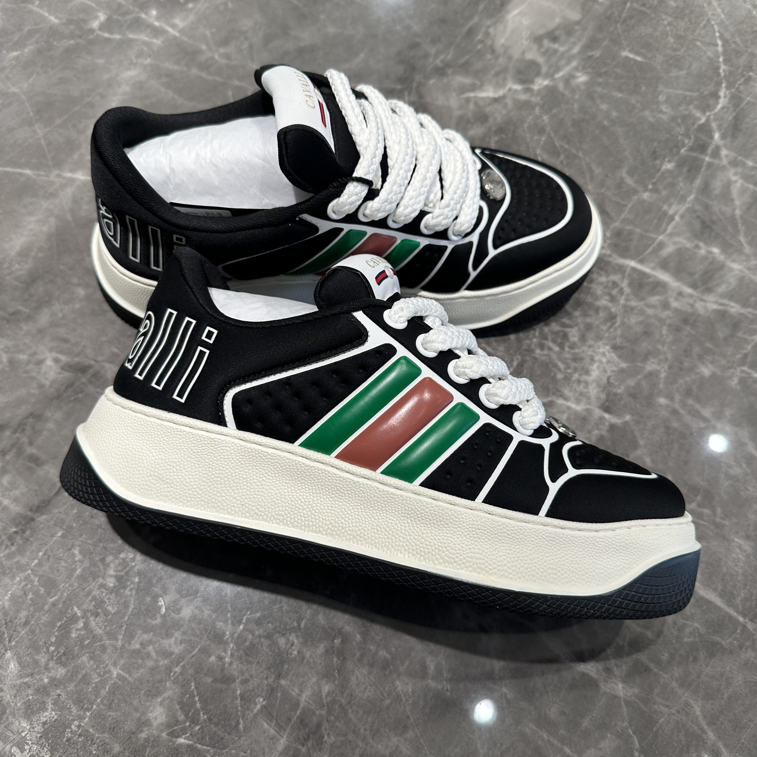 Cavalli Class 25新款 男士时尚拼色系带厚底休闲板鞋 CA2FES-17C