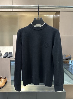 CNC 25秋冬新款 男士时尚胸前logo刺绣假两件长袖毛衫 811G352011