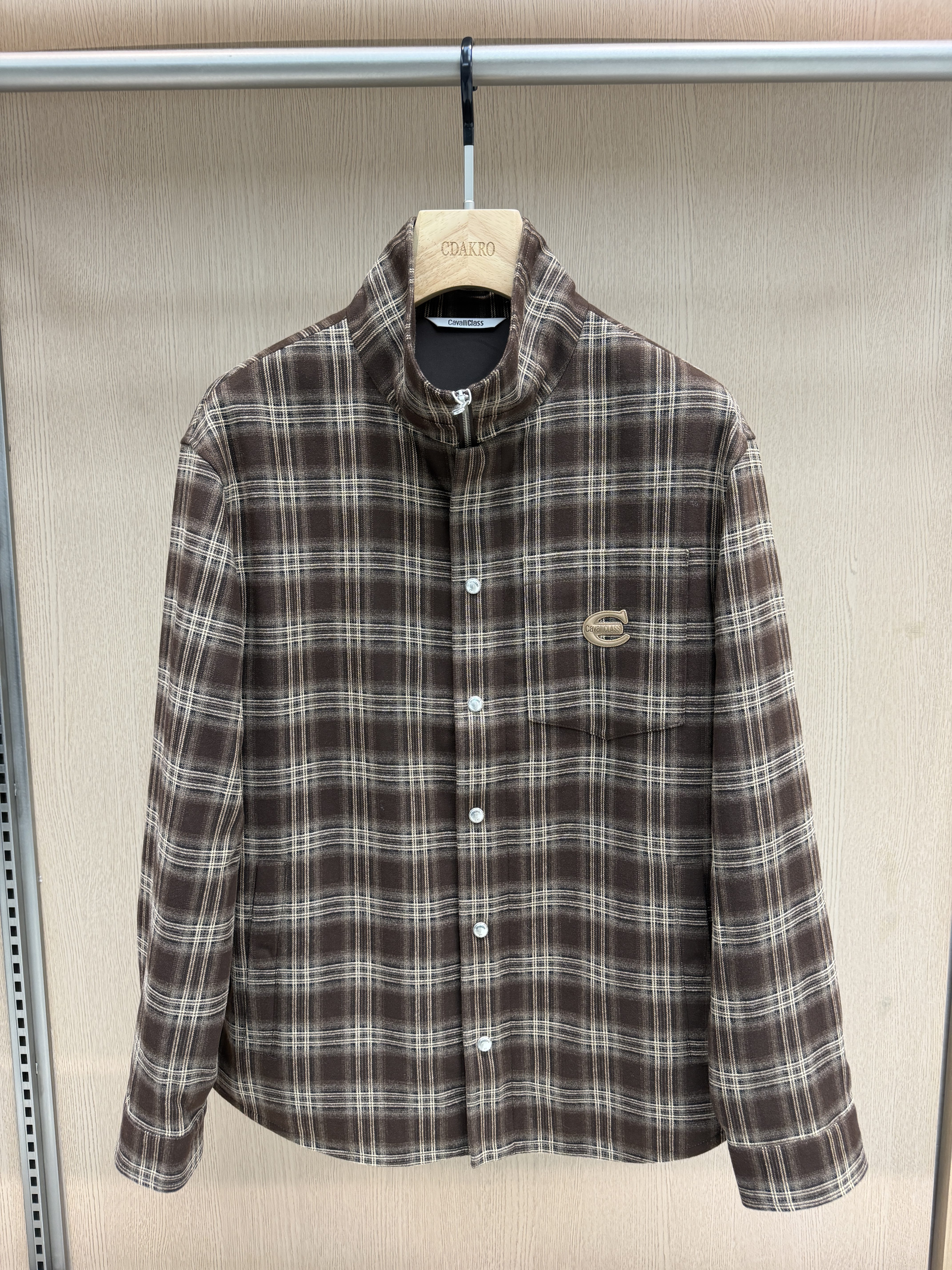 Cavalli Class男装26秋冬新款夹克绣标格纹立领休闲CM072F3526