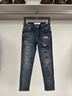 字母刺绣泼墨牛仔裤 PIERRE 男士 25秋冬新款 881G391529 PIERUCCI