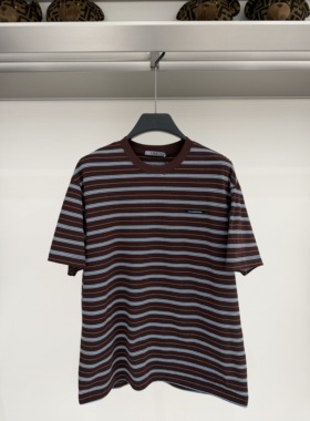 CNC 26春夏新款 男士时尚胸前绣标条纹休闲短袖T恤 811H262213