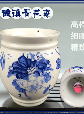 双层白色陶瓷艾灸刮痧罐
