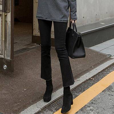 黑色微喇牛仔裤女薄款2025年覆古小个子喇叭裤高腰夏季新款烟管裤