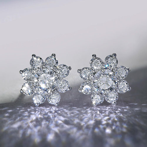 太阳花钻石耳钉铂金PT950