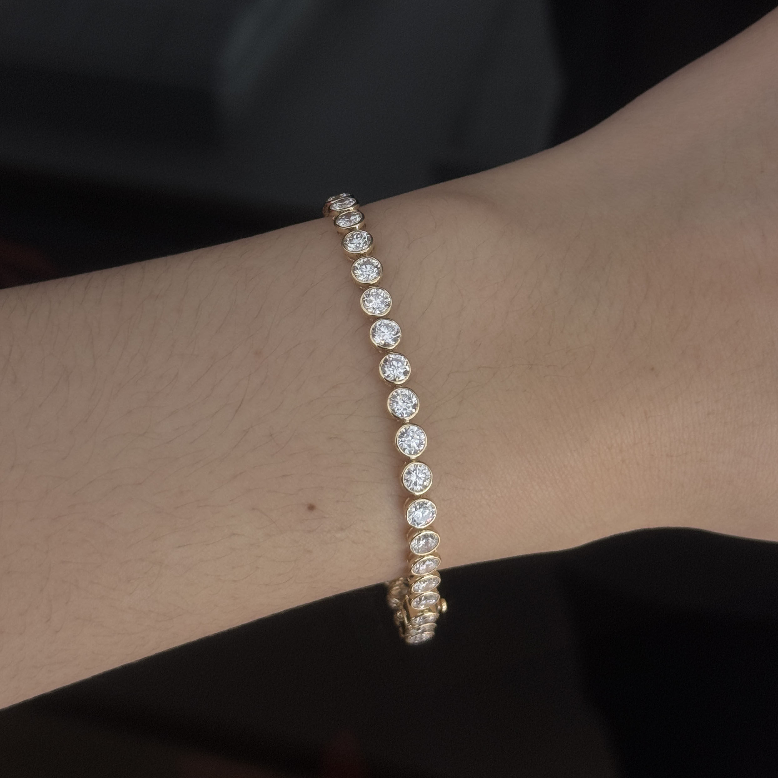 泡泡手链 轻奢钻石手链女18K金满钻金色群镶气质高级感手饰