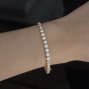 满圈泡泡手链 满钻排钻钻石手链PT950铂金人工培育钻石手链18k金