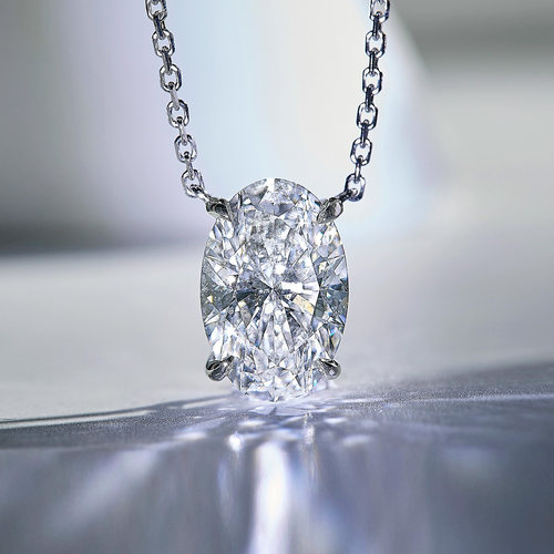 椭圆培育钻石项链铂金PT950