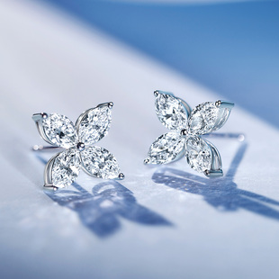 培育钻石耳钉四叶草耳环人工人造合成异形马眼蝴蝶培育钻耳钉
