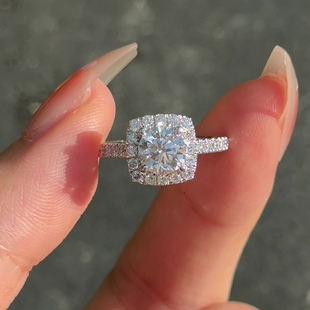 培育钻戒指人工培育钻钻戒一克拉人造钻石方环培育钻石PT950铂金