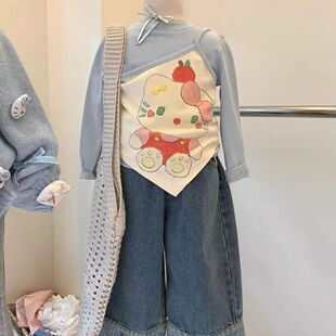 小女孩时尚炸街童装女宝宝超好看小上衣女童韩系高级感工装裤搭配