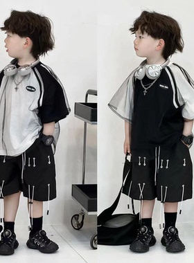 韩系痞帅小男童男中童炸街夏装酷帅2025胖潮帅气时髦套装韩式穿搭