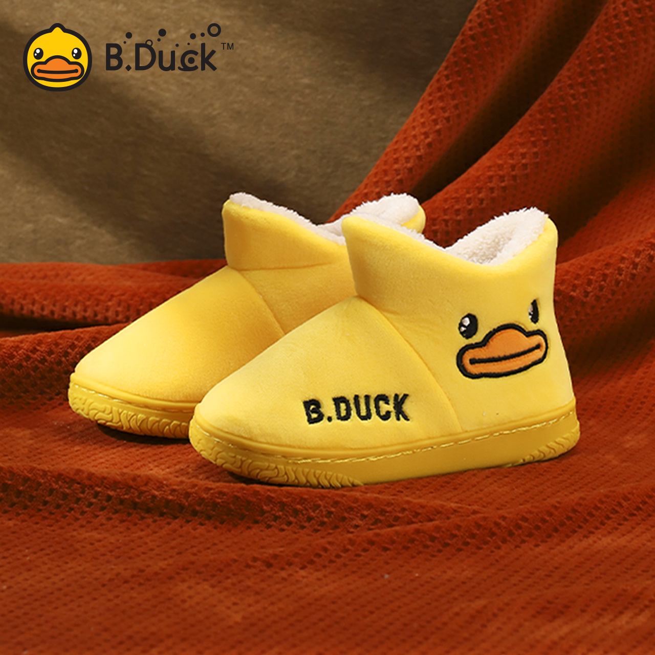 小黄鸭b.duck秋冬加绒后包跟童鞋
