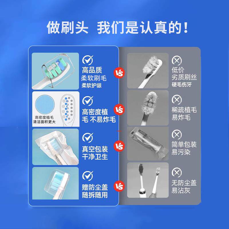 AFT适配小米米家T200/T200C声波电动牙刷头MES606通用替换头软毛