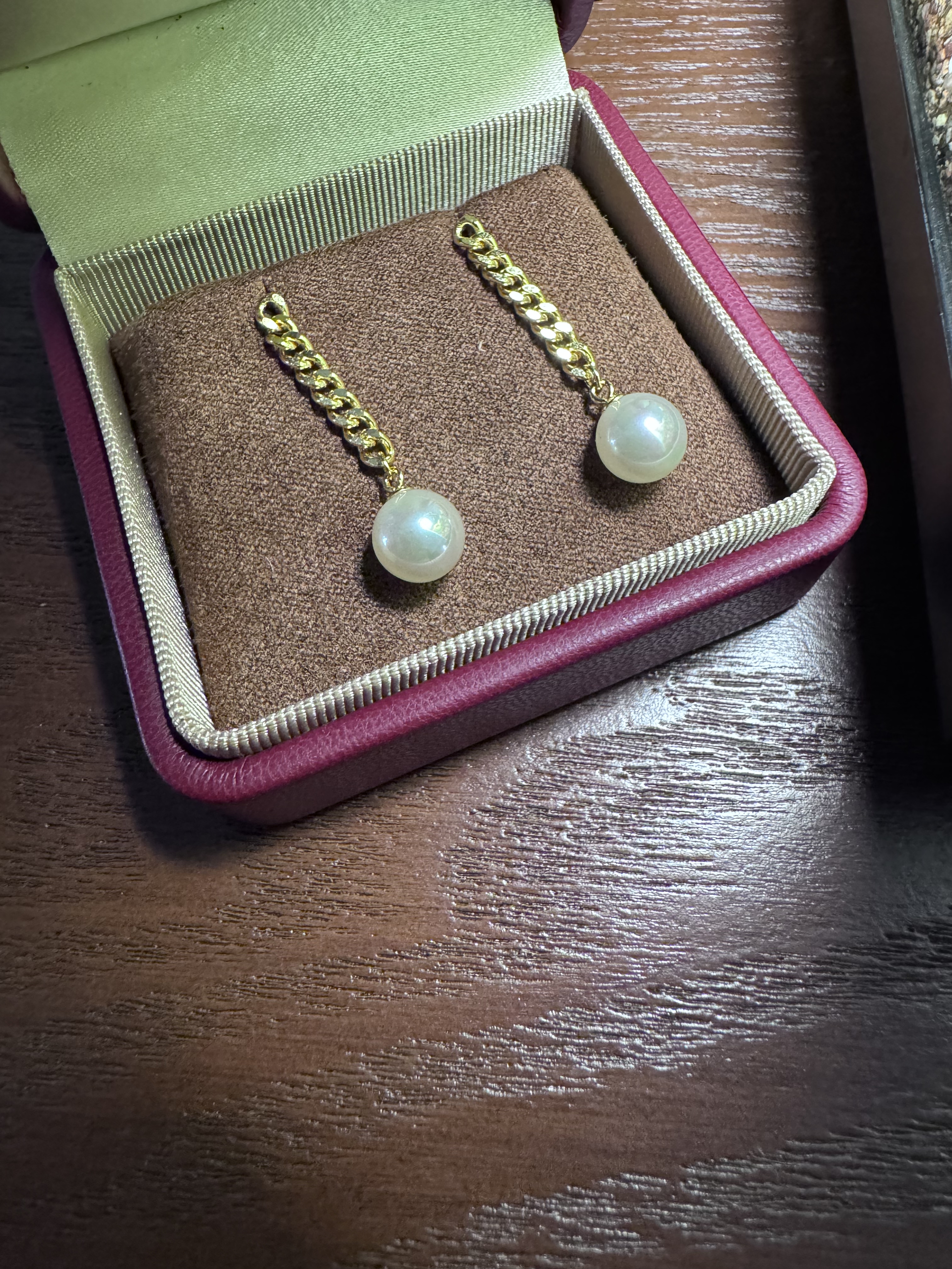 天然感西班牙有机珍珠耳环8mm白色五光伴彩秀气简约日常百搭925银