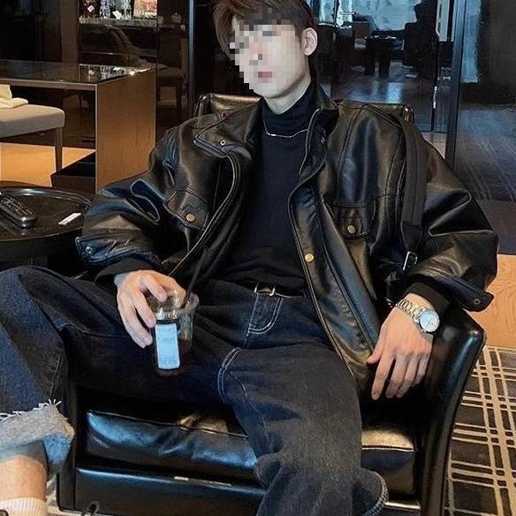 美式复古潮男皮衣外套春秋冬季洋气男士夹克帅气机车加绒加厚,男装,皮衣,淘宝优惠券,粉丝福利购,淘宝优惠卷