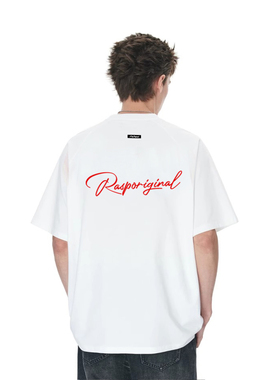 RASP花体系列LOGO印花基础国潮美式高街宽松圆领短袖T恤速干上衣