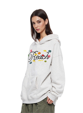 RASP花朵元素飞鸟刺绣长袖外套美式高街新款秋季情侣圆领连帽卫衣