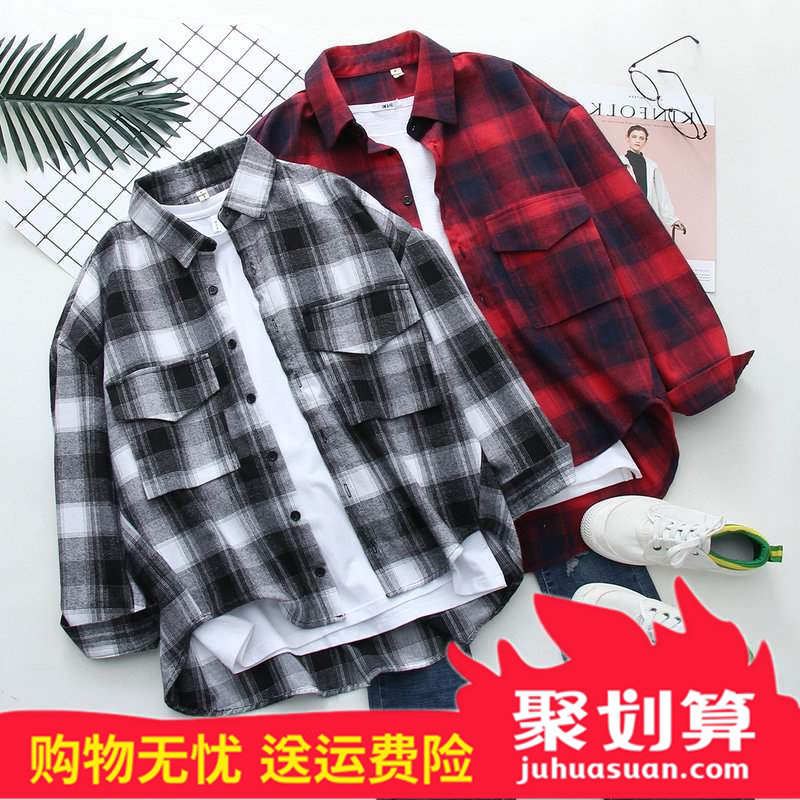 长袖衬衫女学生韩版女装bf风休闲宽松大衬衣格子春夏情侣装|ruв категории Женская одежда, рубашка - от Buy2taobao.com для оказания профессиональной услуги покупки агента Taobao