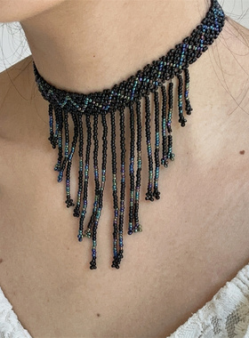 复古重工手镯小米珠串珠流苏项链颈链