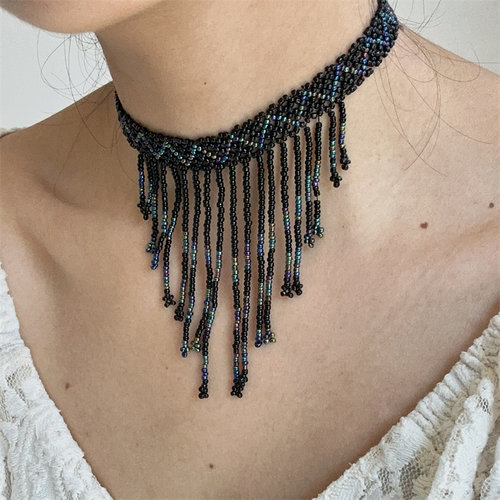 复古重工手镯小米珠串珠流苏项链颈链