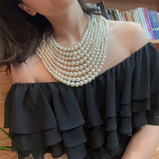 ~过目难忘~8股珍珠复古夸张项链