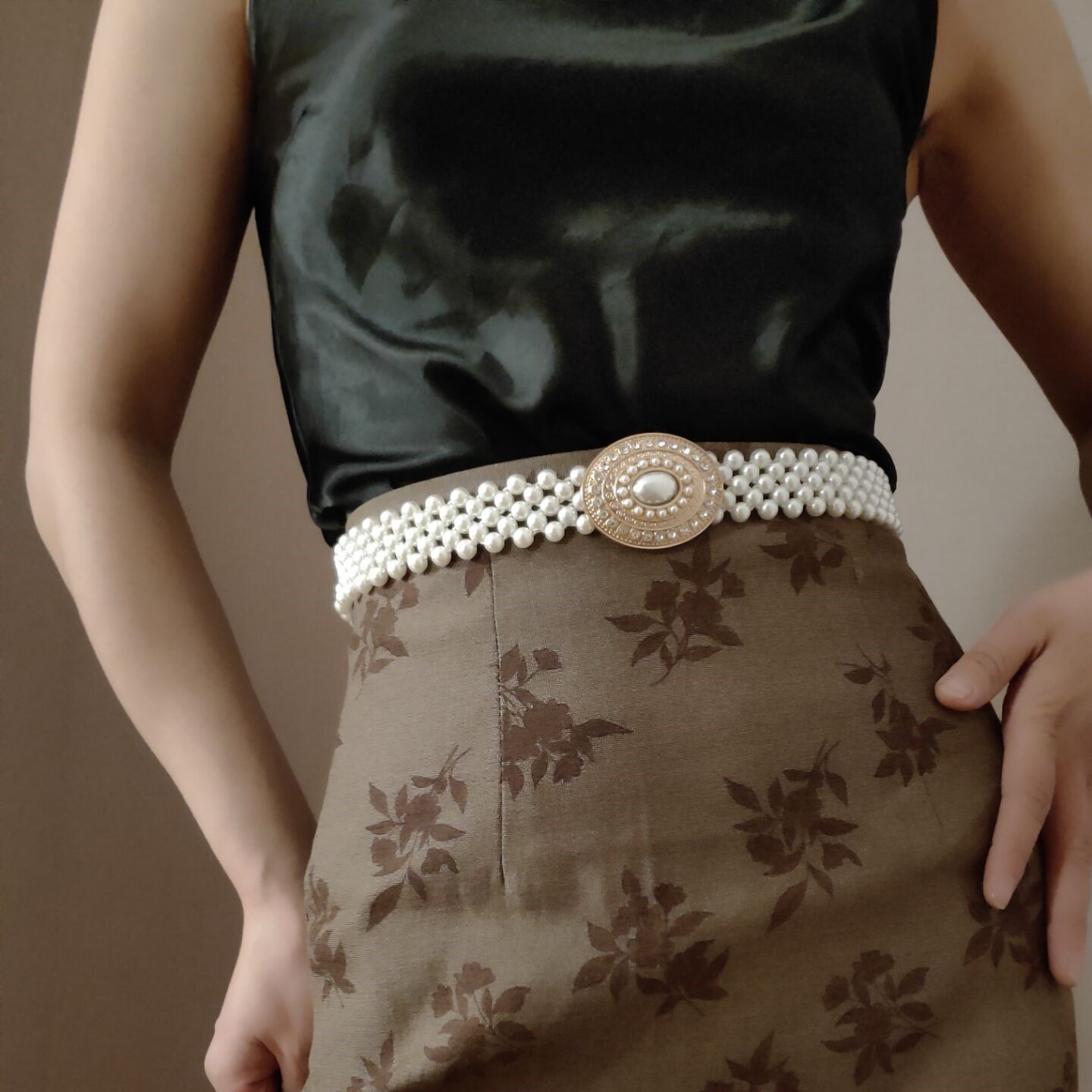 美芽复古风旗袍多用途珍珠腰带
