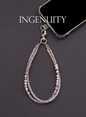 匠心手工坊小米珠手机链相机链小众高级轻奢双链挂绳包包新款绿色